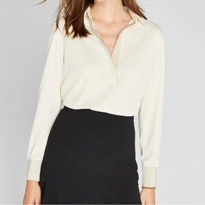 Club Monaco Long Sleeve Sandwash Knit Top Turtledove Size XS